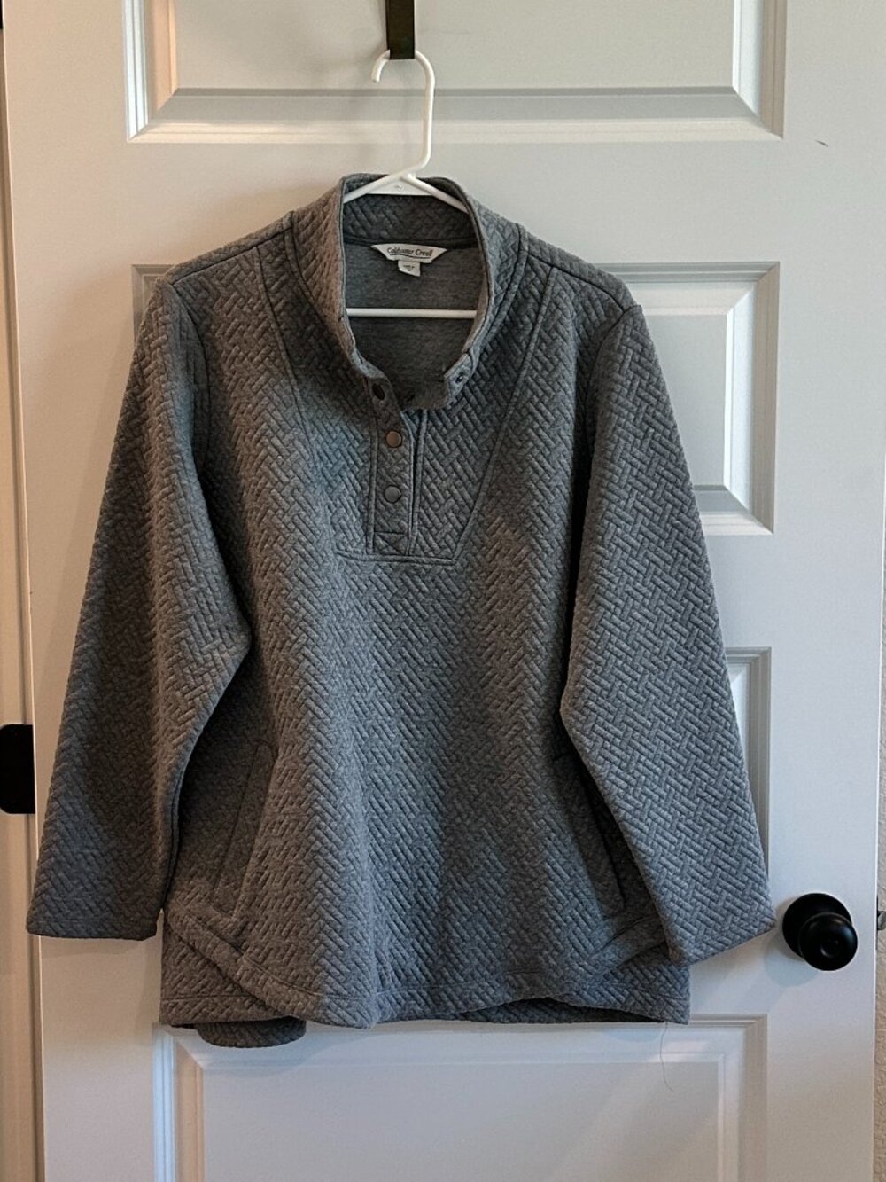 Coldwater Creek Tulip-Hem Jacquard Pullover Mid Heather Grey, Size: 1X